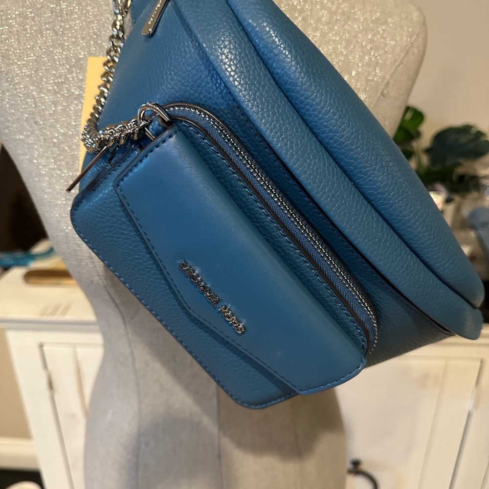 Michael Kors Blue Leather Crossbody Belt Bag - Picture 4 of 5